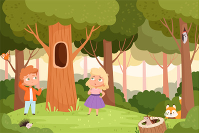 Who live in hollow. Kids puzzle game, quiz question location for baby.