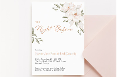 Rehearsal Dinner Template Wedding The Night Before Card Magnolia