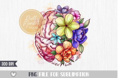 Mental health png #2, Flower brain png, Sublimation file