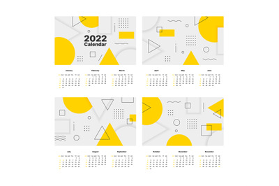 2022 calendar templates. Printing design of wall calendar with various