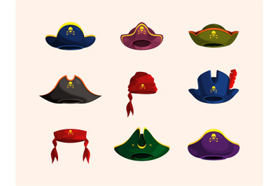 Pirate bandanas. Sailor hats captain clothes carnival costumes garish