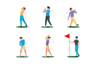 Golf players. Sport characters golf premium activities recreation pers