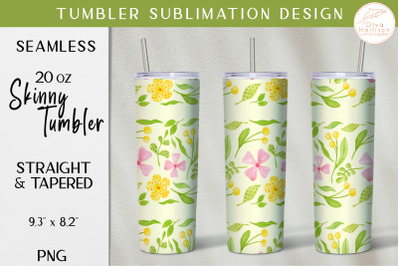 Watercolor Flowers Tumbler Sublimation PNG. Summer Floral Tumbler Wrap