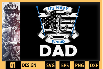 U.S Navy Proud Dad With American Flag