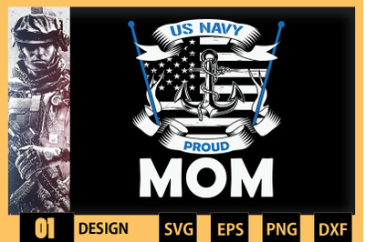 U.S Navy Proud Mom With American Flag