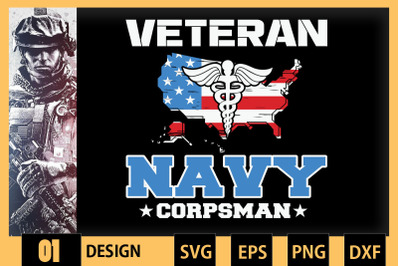 Veteran Navy Corpsman USA Flag