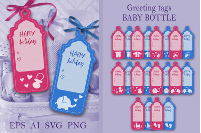Gift tags CHILDREN&#039;S BOTTLE. For him and for her.