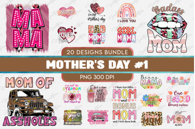 Mother&amp;#039;s Day PNG Blessed Mom Bundle