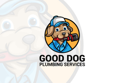 Dog Plumber Cartoon Mascot Logo