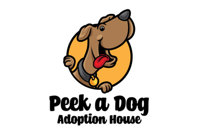 Dog Peek Cartoon Logo Mascot