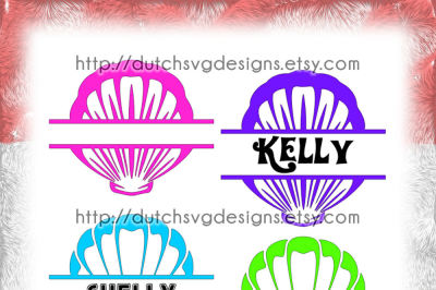 2 Shell split border cutting files for monograms and texts, in Jpg Png DXF EPS SVG for Cricut & Silhouette, decorative, conch concha Schale