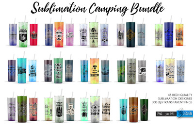 Camping Tumbler Sublimation Bundle. Camping Tumbler Wrap PNG