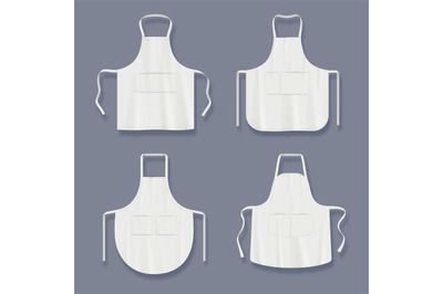 Aprons mockup. Realistic clothes for kitchen cook barman preparing foo