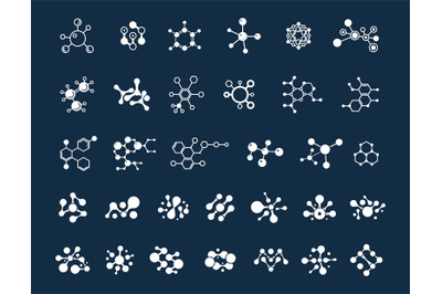 Molecules collection. Chemistry elements, different molecule. Science