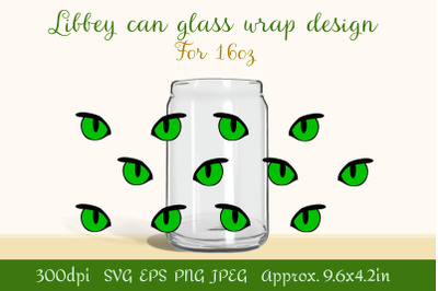 Can glass wrap design 16oz | Cat eyes SVG