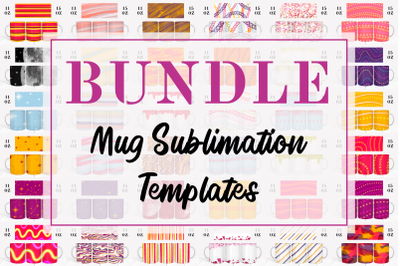 36 Full Wrap Mug Sublimation Templates. PNG BUNDLE