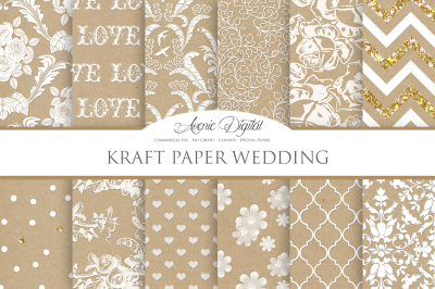 Kraft Wedding Digital Paper