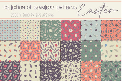 Easter seamless patterns. Easter eggs digital papers