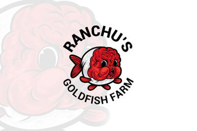 Ranchu Goldfish Cartoon Mascot Logo