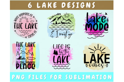 Lake Sublimation Designs Bundle, 6 Designs, Lake PNG Files, Lake Mode