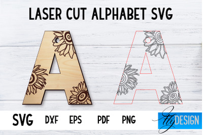 Laser Cut Alphabet with Sunflowers | Letter SVG A