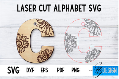 Laser Cut Alphabet with Sunflowers | Letter SVG C