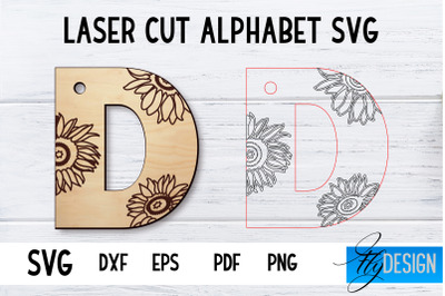 Laser Cut Alphabet with Sunflowers | Letter SVG D