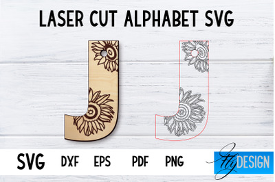 Laser Cut Alphabet with Sunflowers | Letter SVG J