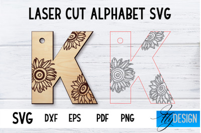 Laser Cut Alphabet with Sunflowers | Letter SVG K