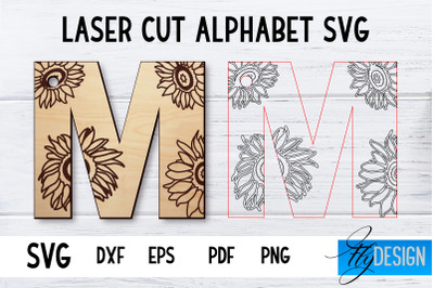 Laser Cut Alphabet with Sunflowers | Letter SVG M