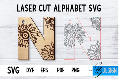 Laser Cut Alphabet with Sunflowers | Letter SVG N