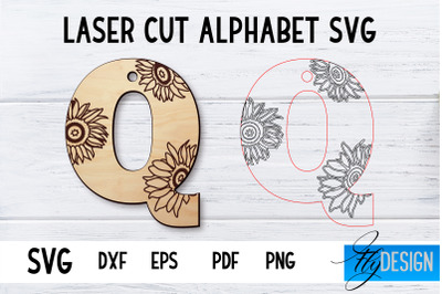 Laser Cut Alphabet with Sunflowers | Letter SVG Q