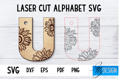 Laser Cut Alphabet with Sunflowers | Letter SVG U