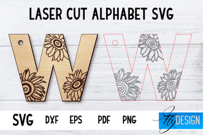 Laser Cut Alphabet with Sunflowers | Letter SVG W