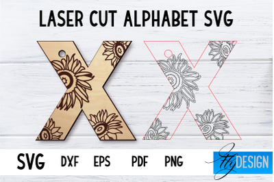 Laser Cut Alphabet with Sunflowers | Letter SVG X