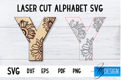 Laser Cut Alphabet with Sunflowers | Letter SVG Y