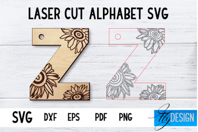 Laser Cut Alphabet with Sunflowers | Letter SVG Z