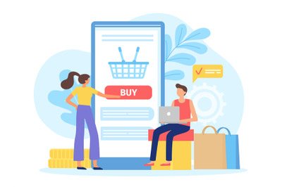 Online shopping in internet shop use smartphone app