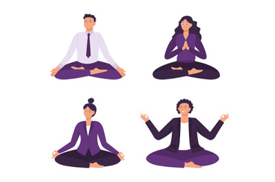 Yoga office workers, meditation and concentration concept