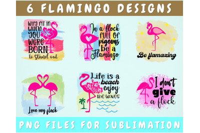 Flamingo Sublimation Designs Bundle, 6 Designs, Flamingo Quotes PNG