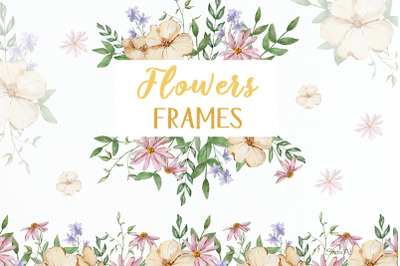 Watercolor Floral frame clipart