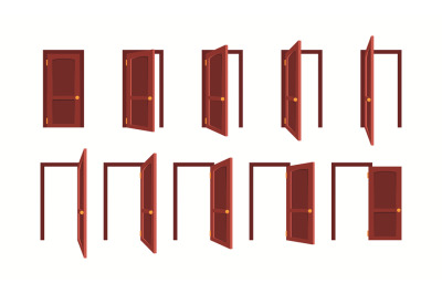 Door animation. Open and closed office doors wooden and steel frames h