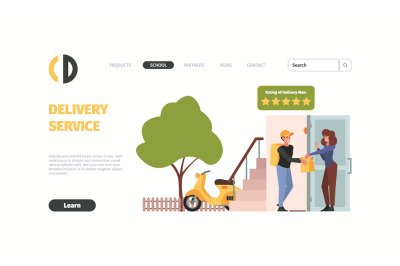 Urban delivery landing. Business web page for logistic service transpo