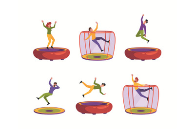 People jumping. Characters attraction on inflatable trampolines teen c