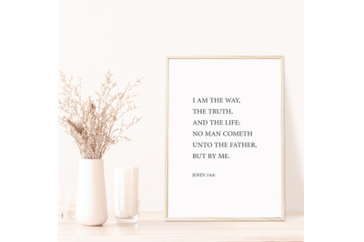 John 14&3A;6 print&2C; Bible verse wall art&2C; Christian poster