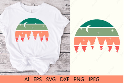 Retro camping shirt svg, Outdoor, Travel logo, Adventure dxf