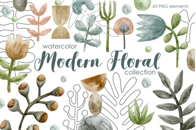 Watercolor modern floral collection