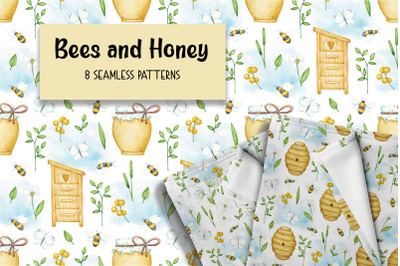 Seamless patterns &quot;Bees and honey&quot;