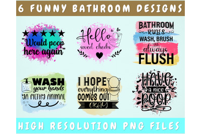 Funny Bathroom PNG Bundle, 6 Designs, Hello Sweet Cheeks PNG