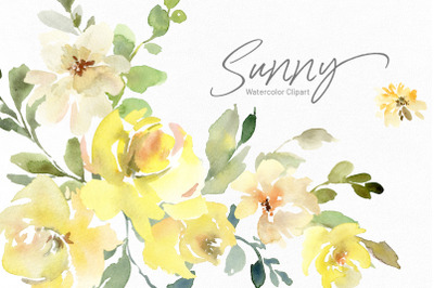 Watercolor Sunny Yellow Flowers